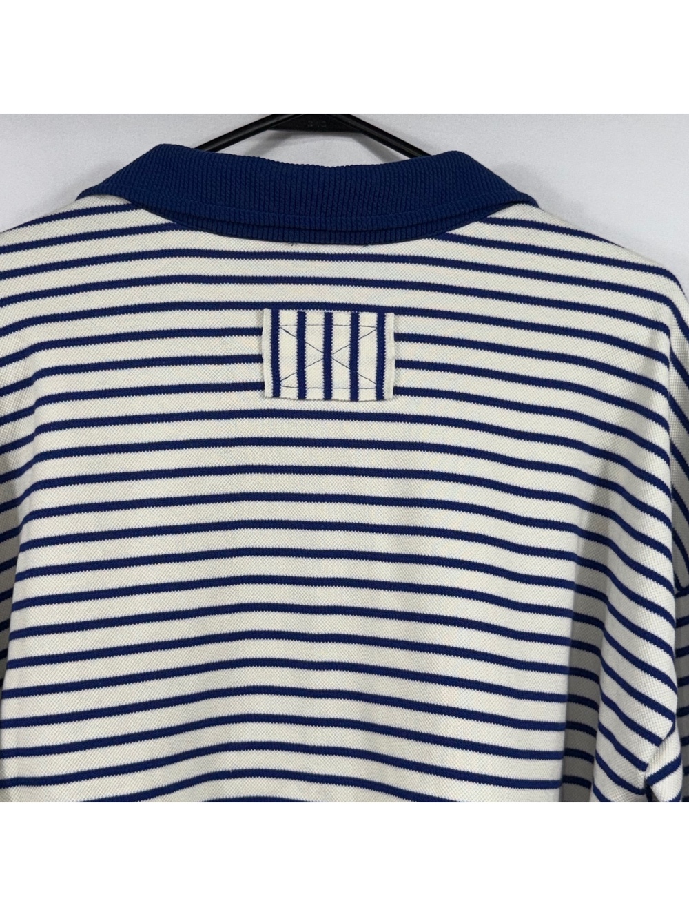 ee:some Los Angeles Striped Cropped Polo Sweater Small Blue Ivory - Picture 7 of 9